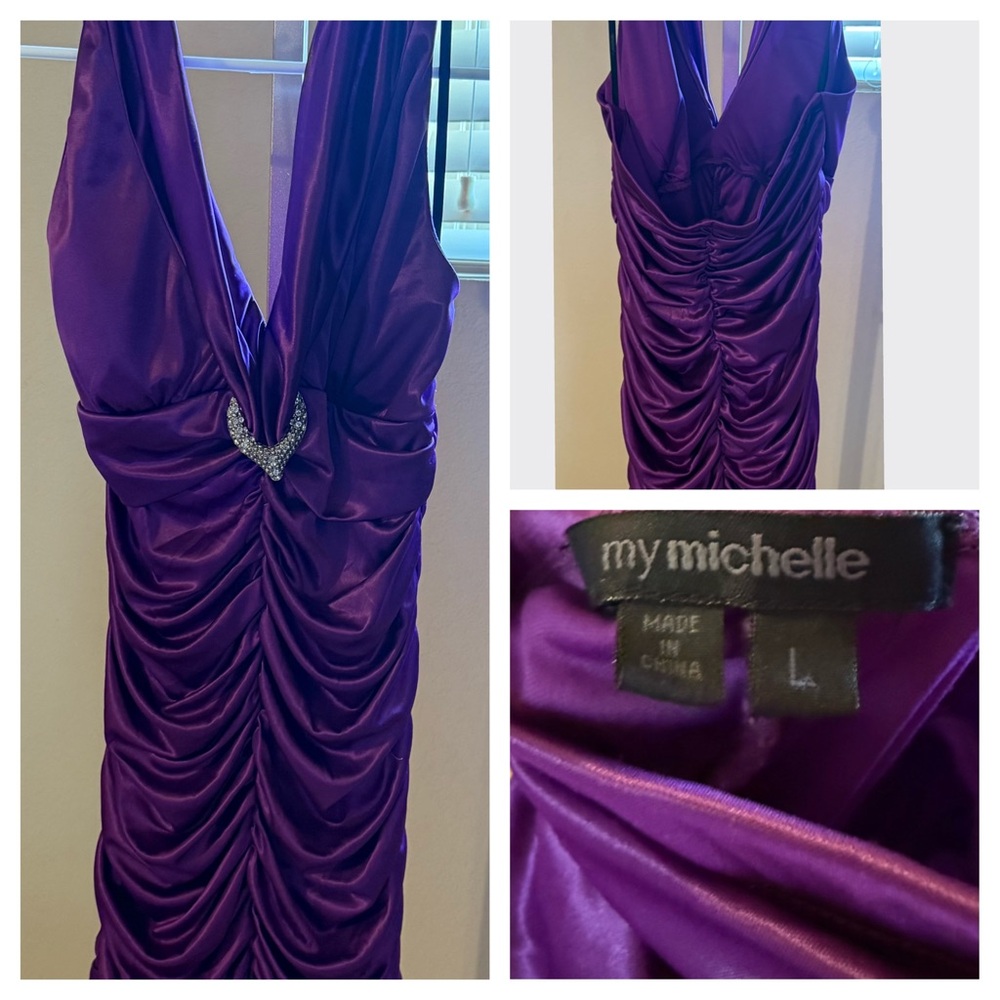 My Michelle Deep Purple Satin Dress